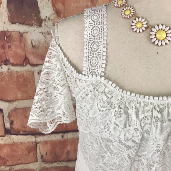 Topshop Lace Cold Shoulder Dress Size 6 - Picture 6 of 8